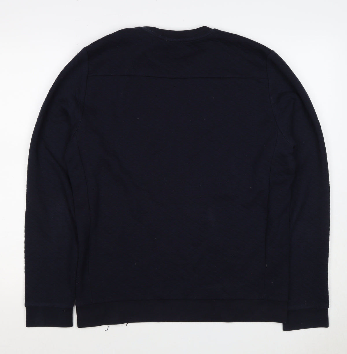 Reiss Men’s Navy Blue L Quilted Crew Neck Pullover Sweatshirt