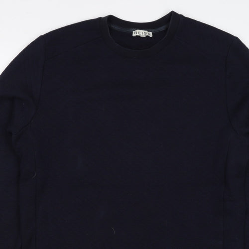 Reiss Men’s Navy Blue L Quilted Crew Neck Pullover Sweatshirt