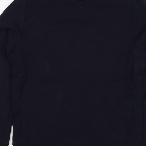 Reiss Men’s Navy Blue L Quilted Crew Neck Pullover Sweatshirt