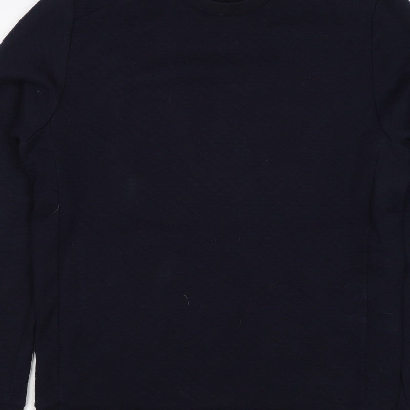 Reiss Men’s Navy Blue L Quilted Crew Neck Pullover Sweatshirt