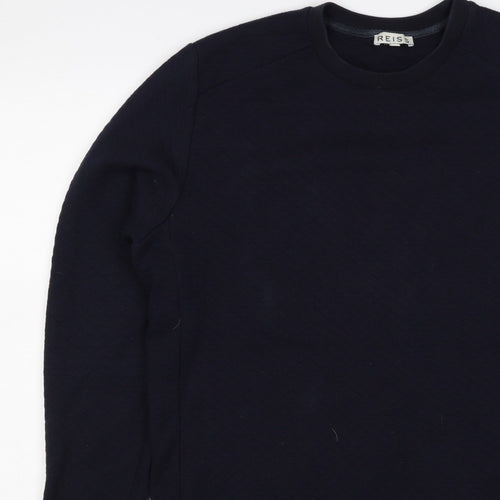 Reiss Men’s Navy Blue L Quilted Crew Neck Pullover Sweatshirt