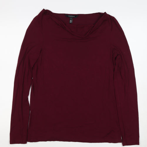 Long Tall Sally Women Red M Tall Cowl Neck Stretch Jersey Top