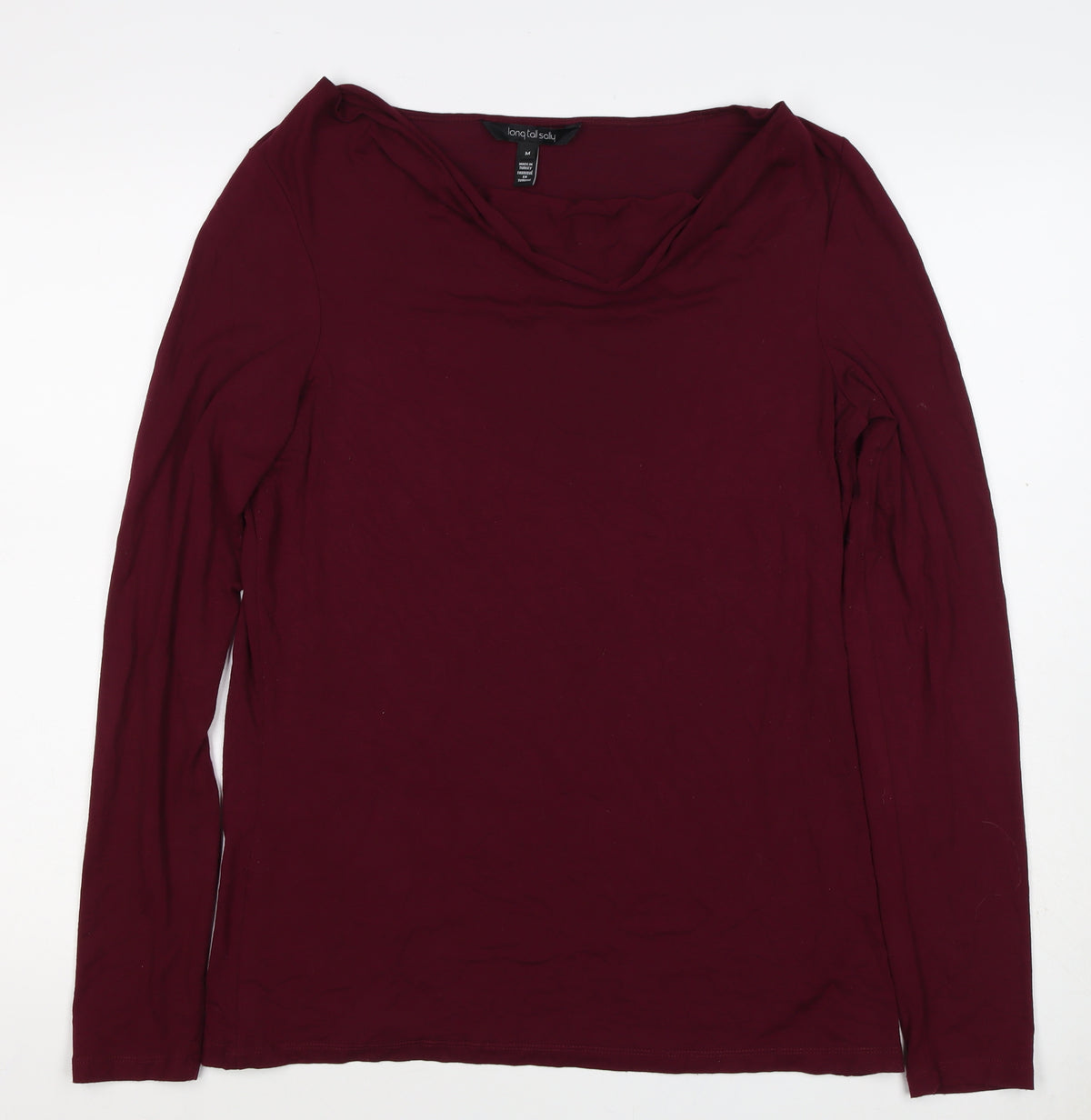Long Tall Sally Women Red M Tall Cowl Neck Stretch Jersey Top