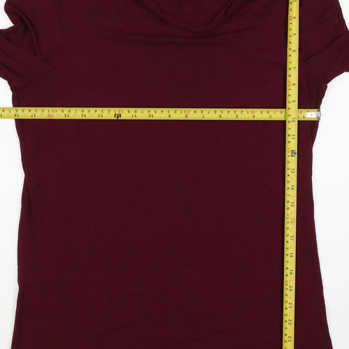 Long Tall Sally Women Red M Tall Cowl Neck Stretch Jersey Top