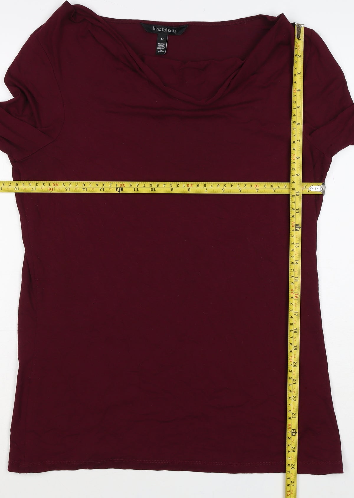 Long Tall Sally Women Red M Tall Cowl Neck Stretch Jersey Top