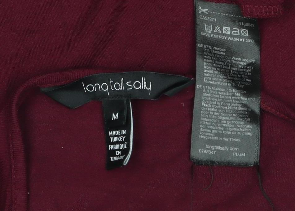 Long Tall Sally Women Red M Tall Cowl Neck Stretch Jersey Top