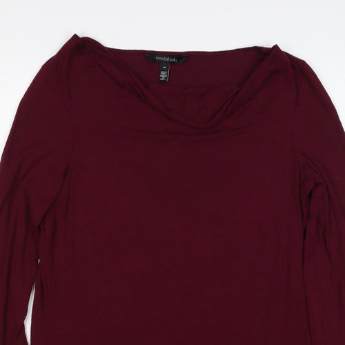 Long Tall Sally Women Red M Tall Cowl Neck Stretch Jersey Top