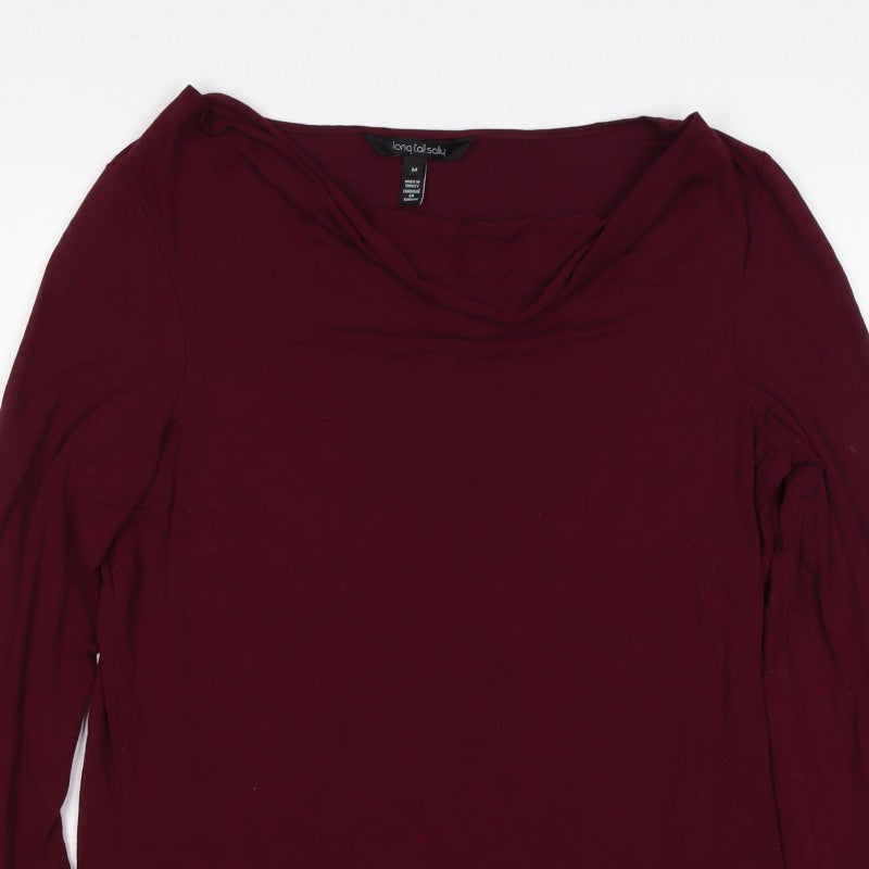 Long Tall Sally Women Red M Tall Cowl Neck Stretch Jersey Top