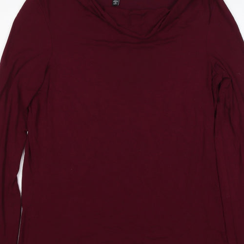 Long Tall Sally Women Red M Tall Cowl Neck Stretch Jersey Top