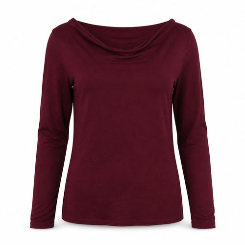 Long Tall Sally Women Red M Tall Cowl Neck Stretch Jersey Top