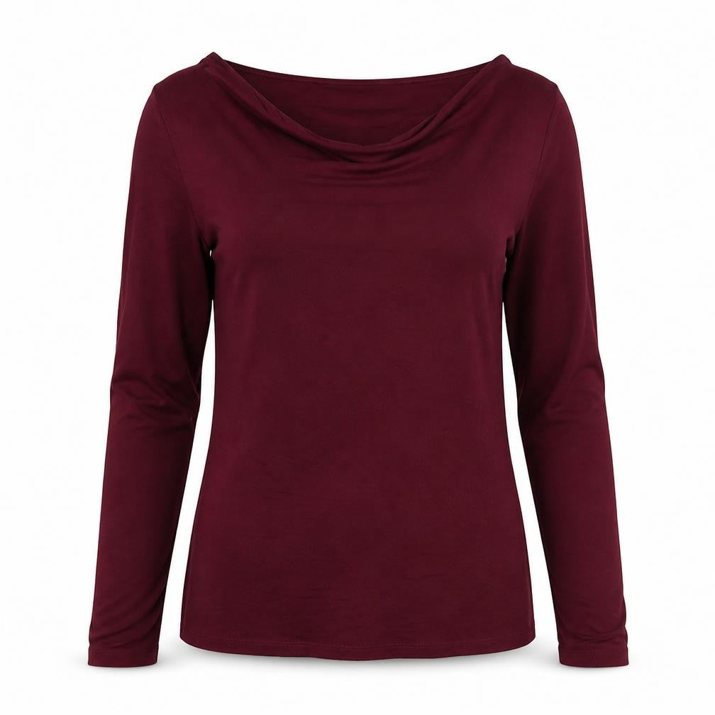 Long Tall Sally Women Red M Tall Cowl Neck Stretch Jersey Top