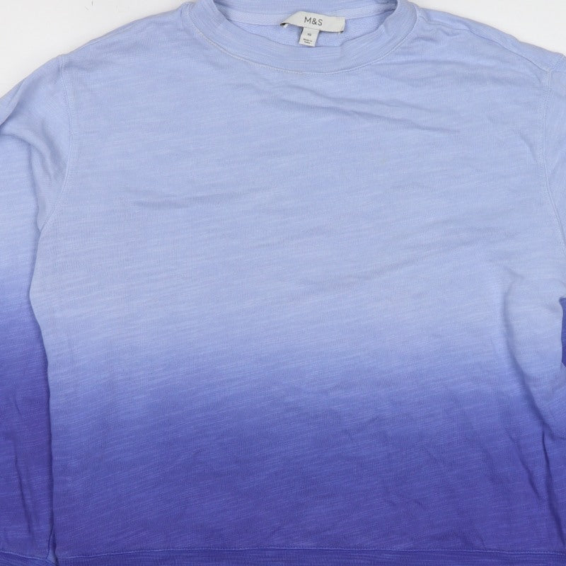 Additional view of Marks & Spencer Women Blue XS Ombre Crew Neck Pullover Sweatshirt