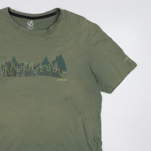 Dare 2b Mens Green L Crew Neck City Mountain Graphic T-Shirt