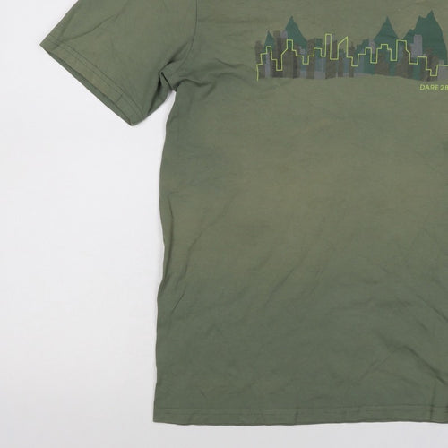 Dare 2b Mens Green L Crew Neck City Mountain Graphic T-Shirt