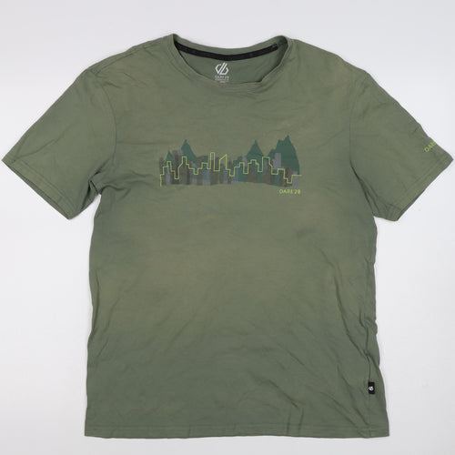 Dare 2b Mens Green L Crew Neck City Mountain Graphic T-Shirt