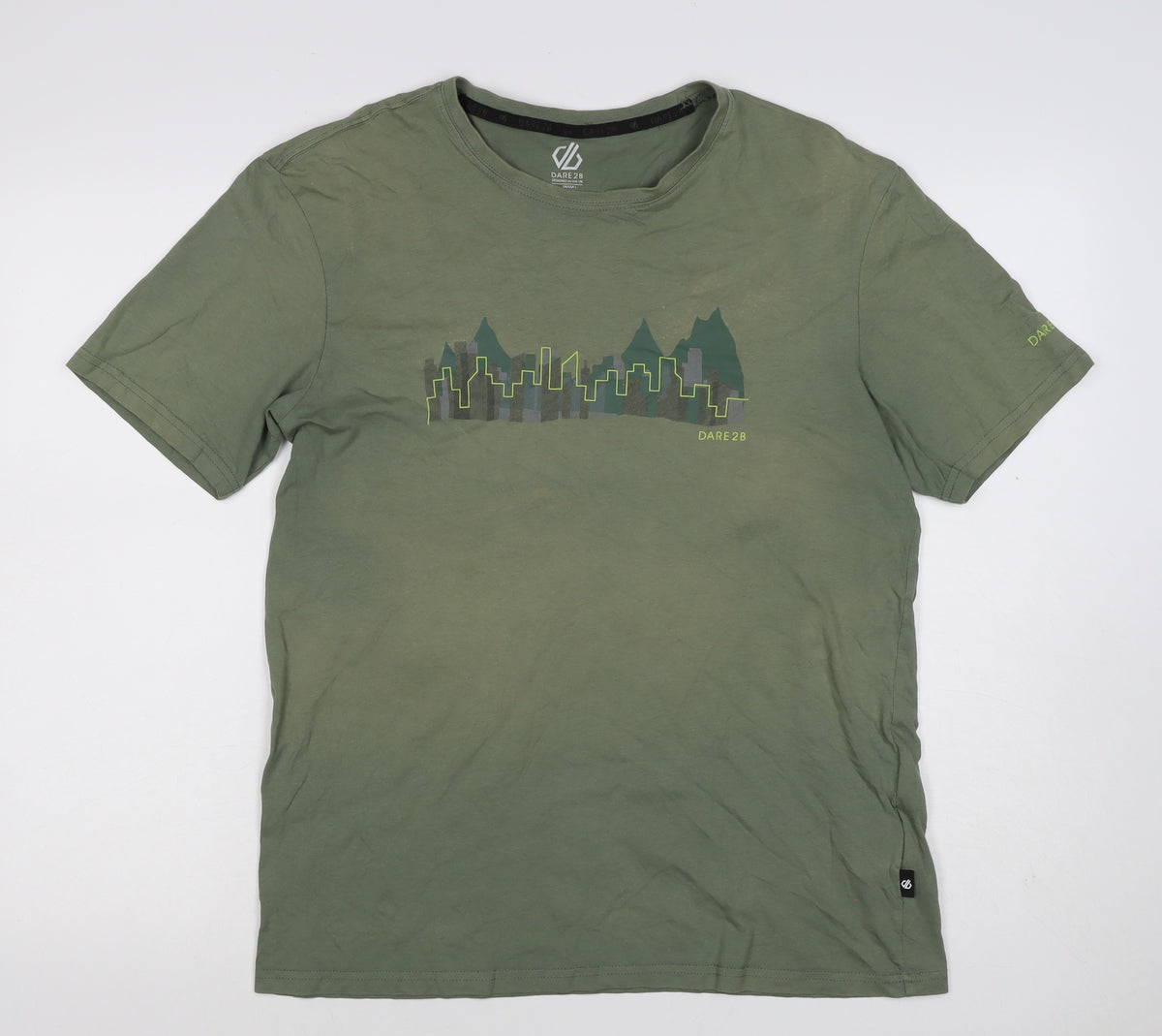 Dare 2b Mens Green L Crew Neck City Mountain Graphic T-Shirt