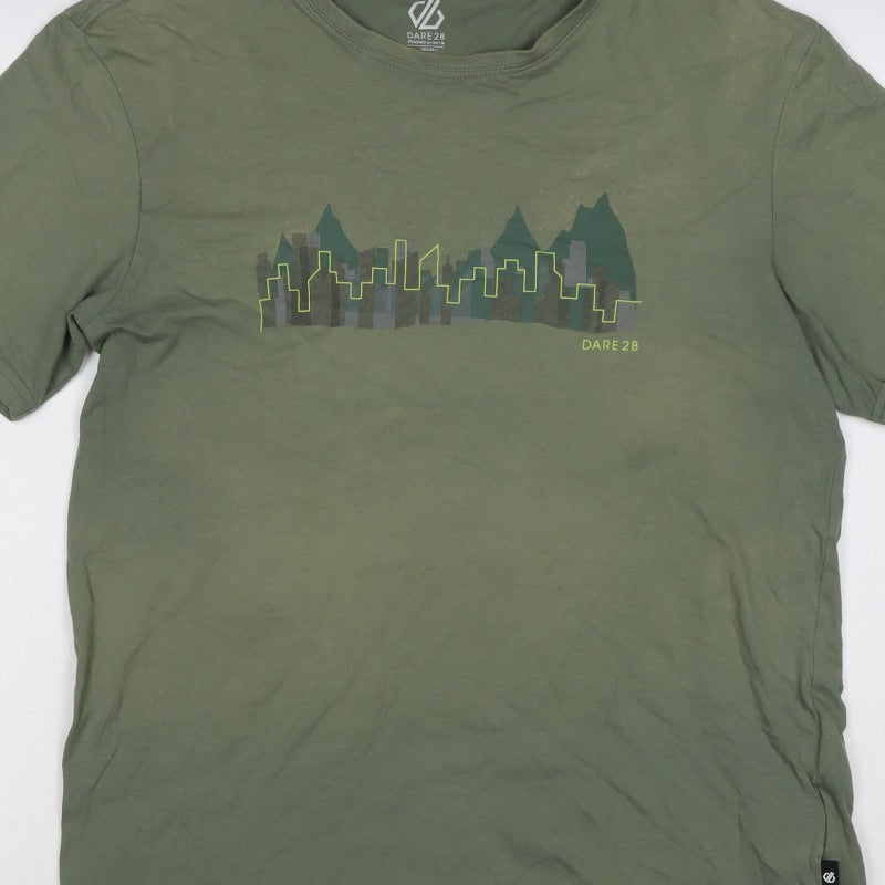 Dare 2b Mens Green L Crew Neck City Mountain Graphic T-Shirt