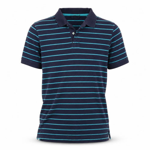 Blue Harbour M&S Men's Blue Striped Small Short Sleeve Cotton Polo
