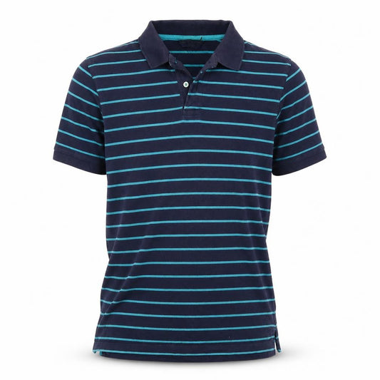 Blue Harbour M&S Men's Blue Striped Small Short Sleeve Cotton Polo