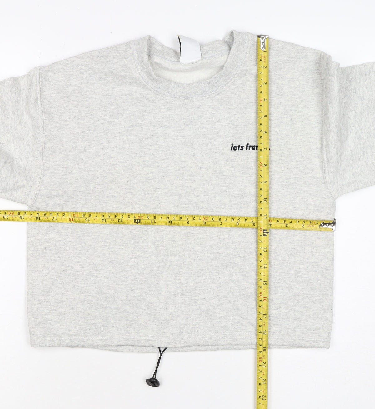 Brand and care label for lets frans... Women’s Grey S Pullover Crew Neck Logo Sweatshirt