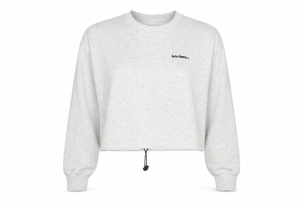 Front view of lets frans... Women’s Grey S Pullover Crew Neck Logo Sweatshirt