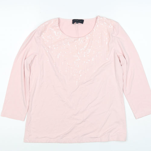 Viyella Women’s Pink M Jersey Sequin Scoop Neck Long Sleeve T-Shirt