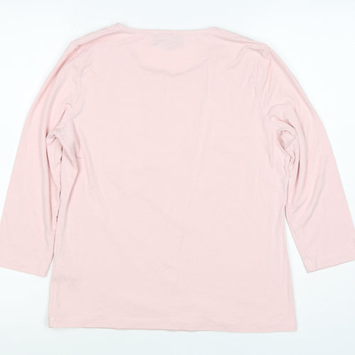 Viyella Women’s Pink M Jersey Sequin Scoop Neck Long Sleeve T-Shirt