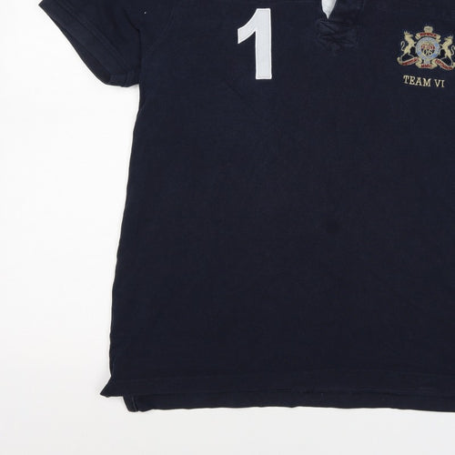 Howick Men Blue L Cotton Team VI Number 1 Short Sleeve Polo Shirt