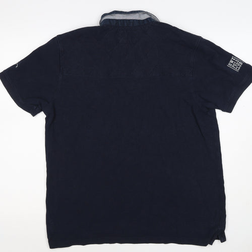Howick Men Blue L Cotton Team VI Number 1 Short Sleeve Polo Shirt