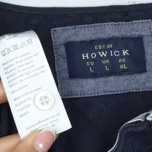 Howick Men Blue L Cotton Team VI Number 1 Short Sleeve Polo Shirt