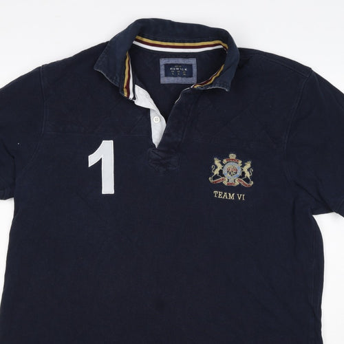 Howick Men Blue L Cotton Team VI Number 1 Short Sleeve Polo Shirt