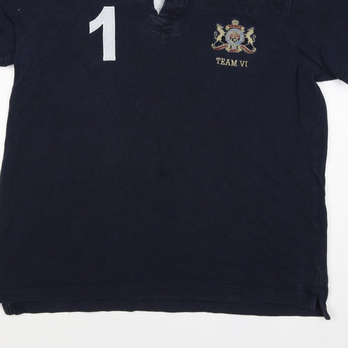 Howick Men Blue L Cotton Team VI Number 1 Short Sleeve Polo Shirt