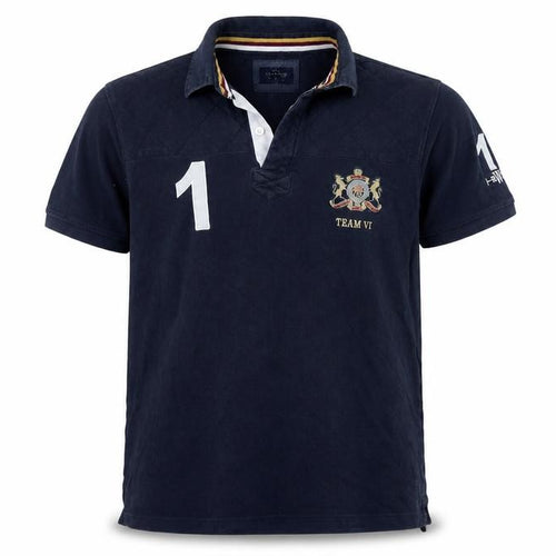 Howick Men Blue L Cotton Team VI Number 1 Short Sleeve Polo Shirt