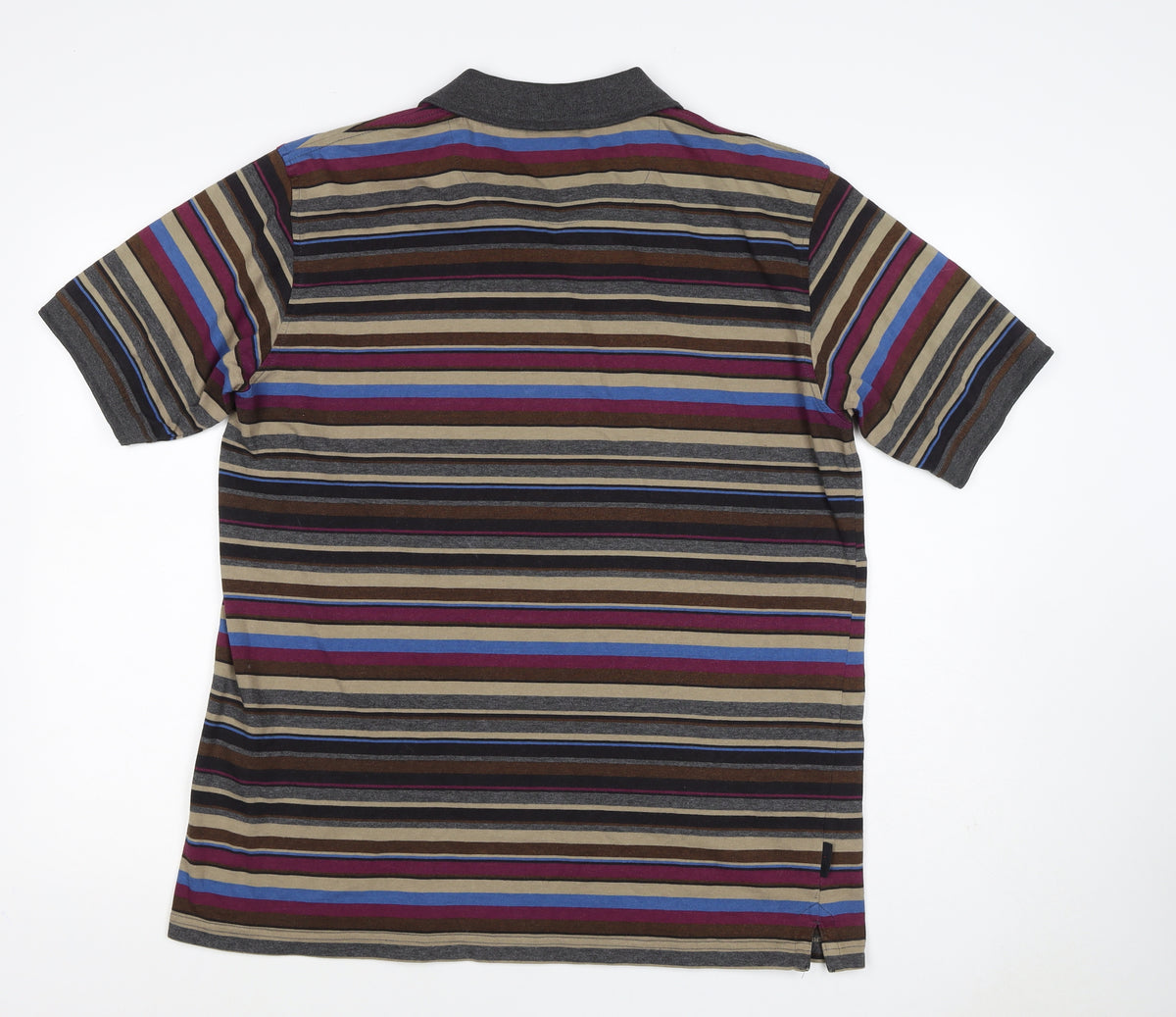 Close-up detail of Guinness Men’s Multicoloured Striped Logo Short Sleeve Polo L