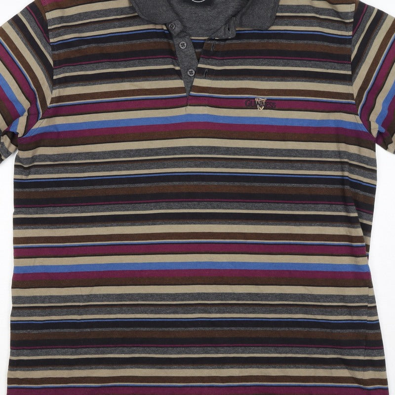 Additional view of Guinness Men’s Multicoloured Striped Logo Short Sleeve Polo L