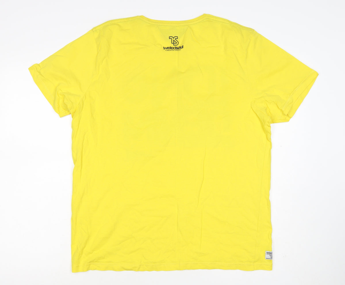 Twisted Soul Men's Yellow XL London Denim Graphic Print Crew Neck T-Shirt