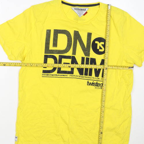 Twisted Soul Men's Yellow XL London Denim Graphic Print Crew Neck T-Shirt