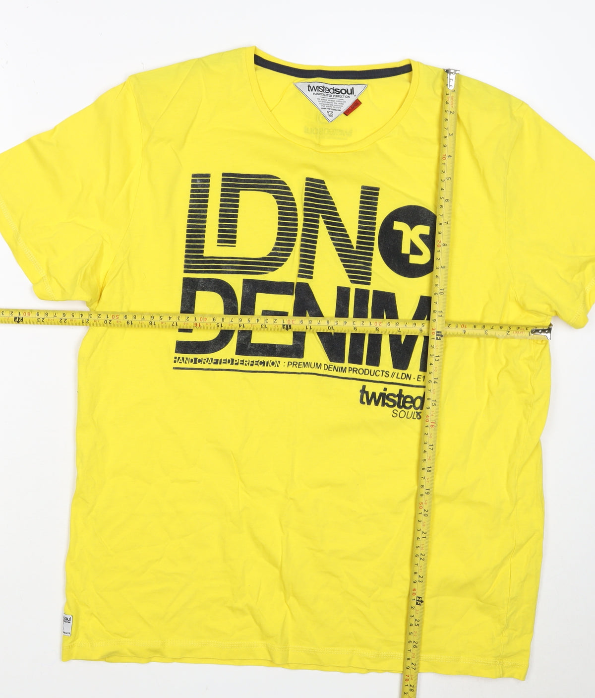 Twisted Soul Men's Yellow XL London Denim Graphic Print Crew Neck T-Shirt