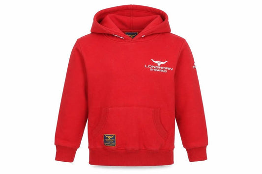 Longhorn Shearing Boys Red 9-10 Years Pullover Hoodie Logo Fleece