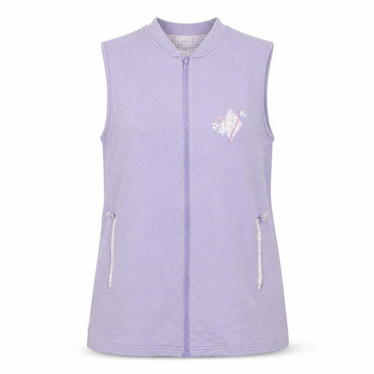 Amy Moore Women’s Purple L Cotton Zip Waistcoat Floral Embroidered