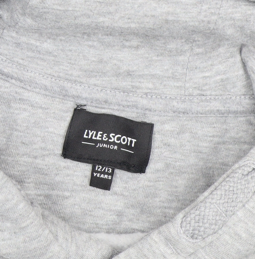 Lyle & Scott Boys Grey 12-13 Years Pullover Hoodie Logo Fleece