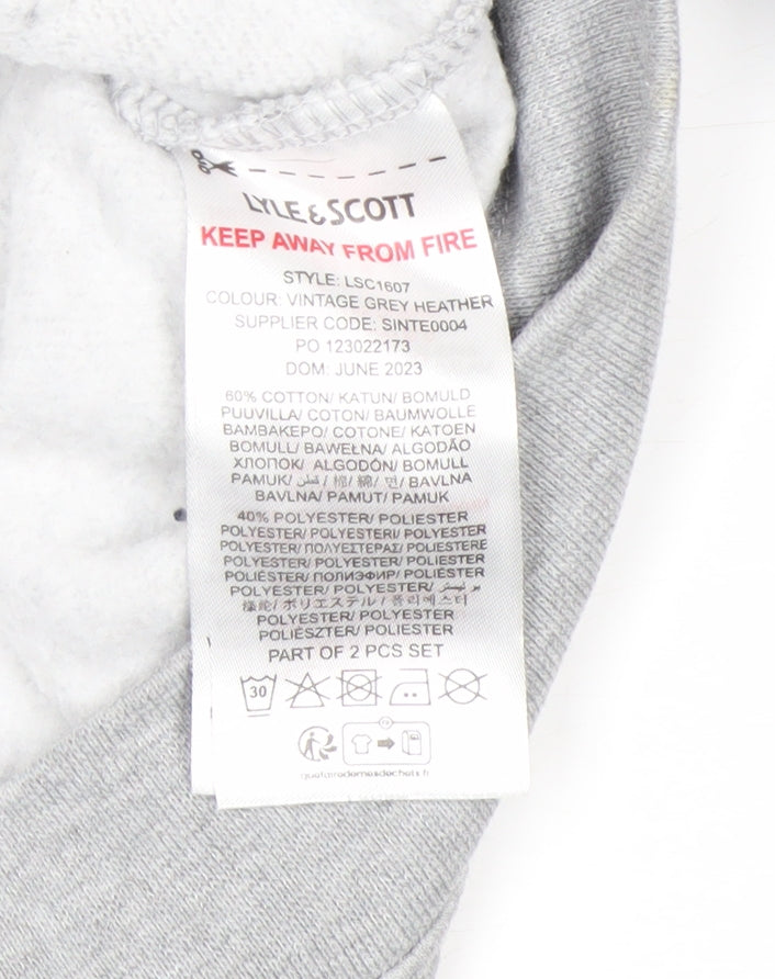 Lyle & Scott Boys Grey 12-13 Years Pullover Hoodie Logo Fleece