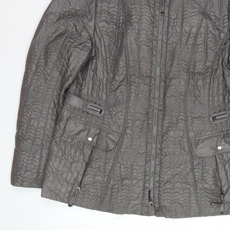 Gerry Weber Women Grey UK 16 Quilted Puffer Jacket Full Zip