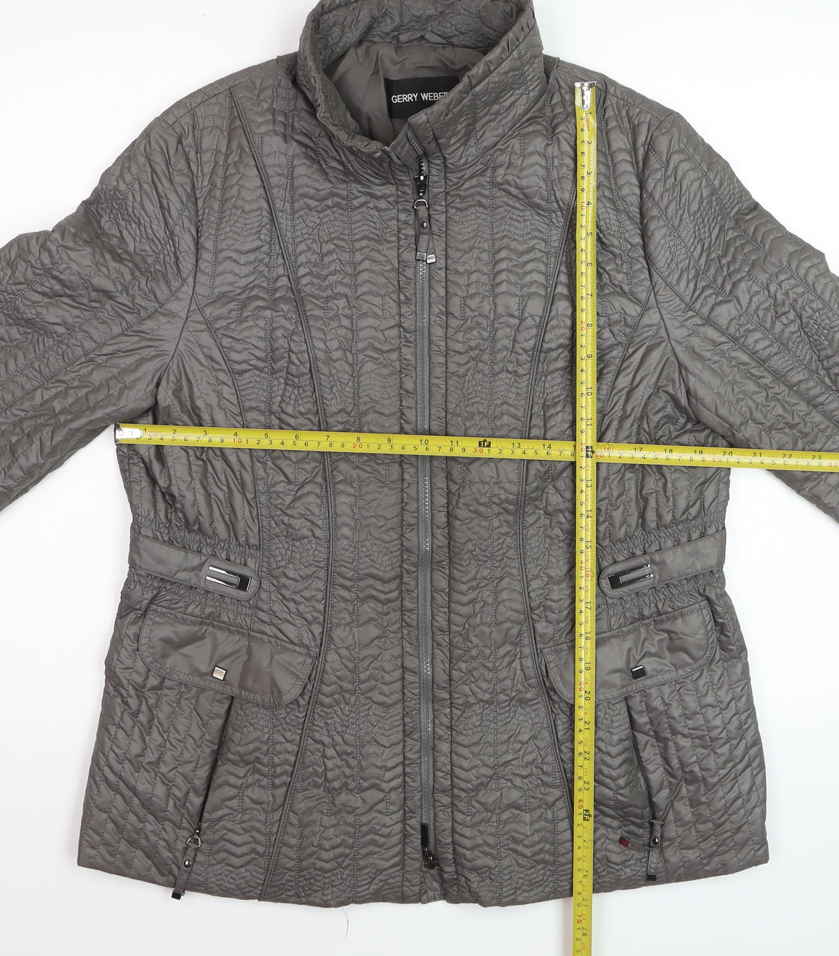 Gerry Weber Women Grey UK 16 Quilted Puffer Jacket Full Zip