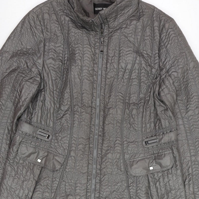 Gerry Weber Women Grey UK 16 Quilted Puffer Jacket Full Zip