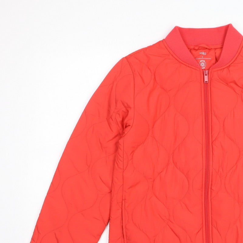 Marks and Spencer Women Red Size 6 Quilted Bomber Jacket
