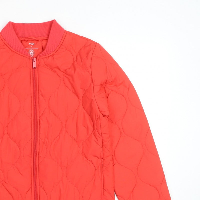 Marks and Spencer Women Red Size 6 Quilted Bomber Jacket