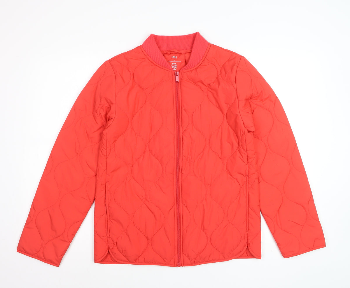 Marks and Spencer Women Red Size 6 Quilted Bomber Jacket