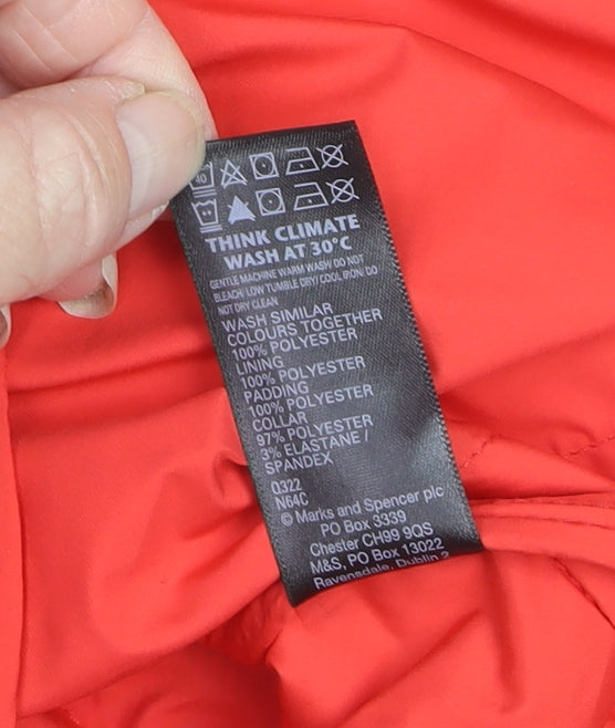Marks and Spencer Women Red Size 6 Quilted Bomber Jacket