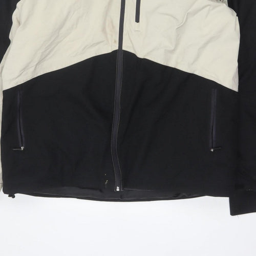 Crane Men’s Black Ivory XL Hooded Padded Ski Jacket Full Zip